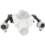 AeroFlow=GM LS Twin Turbo Long Runner Manifolds Forward Facing High Mount with 2.5"