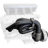 AeroFlow=GM LS Twin Turbo Long Runner Manifolds Forward Facing High Mount with 2.5"