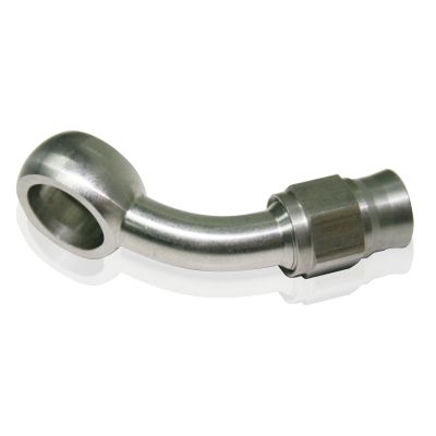 AeroFlow=Stainless Steel 45° Banjo Fitting 10mm (3/8") Banjo to -3AN PTFE Hose End