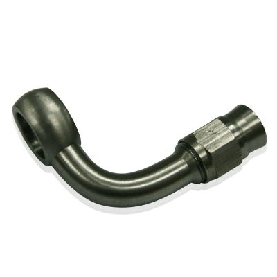 AeroFlow=Stainless Steel 45° Banjo Fitting 11mm (7/16") Banjo to -4AN PTFE Hose End