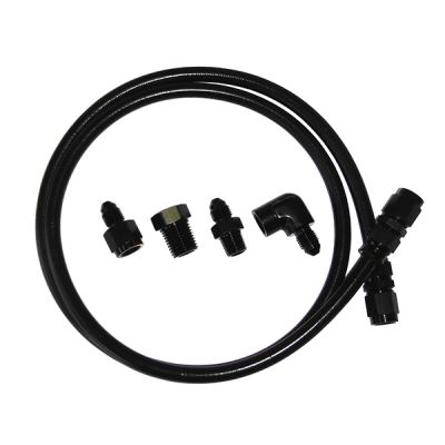 AeroFlow=Black Nylon Outer Stainless Steel Braided Line Gauge Kit -4AN 3ft Hose Length
