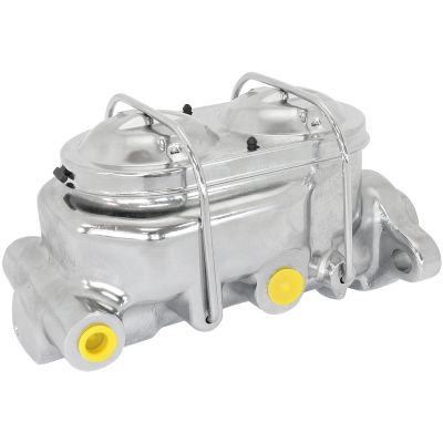 AeroFlow=GM Brake Master Cylinder 1-1/8" Bore Chrome Finish Cast Iron with Dual Bowls