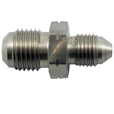 AeroFlow=Stainless Steel Male Flare Union Fitting -3AN Male -3AN to Male -3AN (Short)
