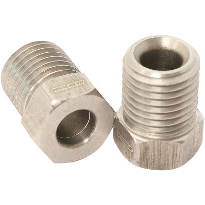AeroFlow=Stainless Steel Inverted Flare Tube Nuts (Pair) 3/8"-24 to 3/16" Hard Line