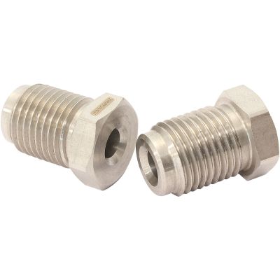 AeroFlow=Stainless Steel Inverted Flare Tube Nuts (Pair) 1/2"-20 to 3/16" Hard Line