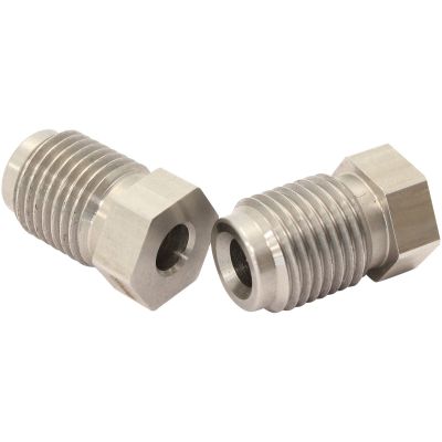 AeroFlow=Stainless Steel Inverted Flare Tube Nuts (Pair) M12 -1.25mm to 3/16" Hard Line