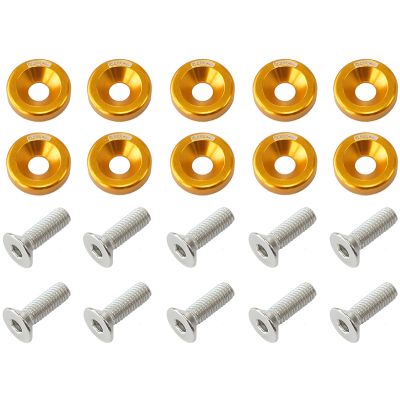 AeroFlow=Billet Dress-Up/Fender Bolt Kit M6 x 1.00mm (20mm UHL) Gold Finish