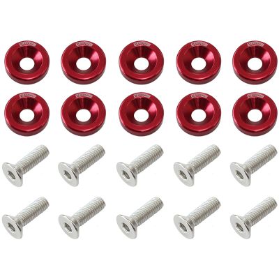 AeroFlow=5/16" Billet Dress-Up / Fender Bolt Kit (10pack) Red Finish