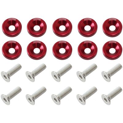 AeroFlow=1/4" Billet Dress-Up / Fender Bolt Kit (10pack) Red Finish