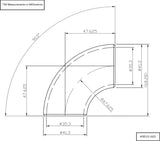 AeroFlow=1-3/8" (35mm) Steam Pipe Tube 90 Degree Bend 1.5D Radius 1/8"