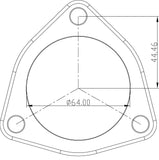AeroFlow=3-Bolt Stainless Steel Flange 2-1/2" (63.5mm) I.D x 3/8" (9.52mm) Thick