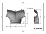PLAZMAMAN-INTAKE TWIN ENTRY BILLET ADAPTOR - TWIN 3.5" TO 5"