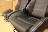 Recaroo Sr5 Style White Logo Black Leather Reclinable RaceseatsRecaroo Sr5 Style White Logo Black Leather Reclinable Raceseats