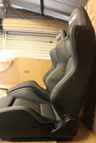 Recaroo Sr5 Style White Logo Black Leather Reclinable RaceseatsRecaroo Sr5 Style White Logo Black Leather Reclinable Raceseats