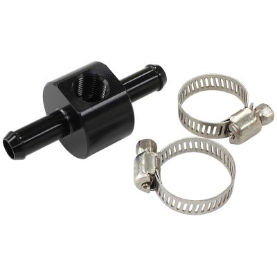 AeroFlow=Inline 5/16" Barb Adapter with 1/8" Port Black Finish