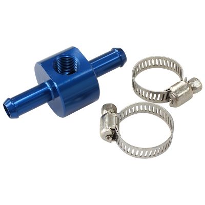 AeroFlow=Inline 5/16" Barb Adapter with 1/8" Port Blue Finish