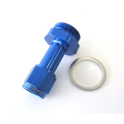 AeroFlow=Carburettor Adapter - Female -6AN Blue Finish Suit Holley