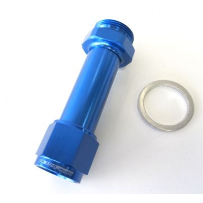AeroFlow = Carburettor Adapter - Female -8AN Blue Finish Suit Holley
