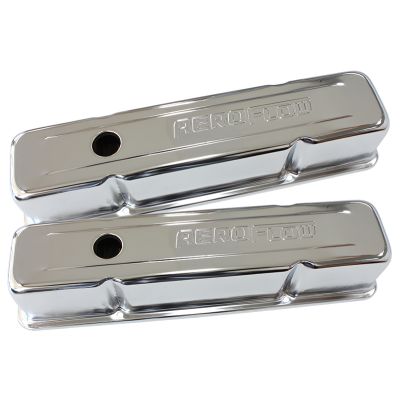 AeroFlow=Chrome Steel Valve Covers Suit SB Overall Height-3.7" Chev