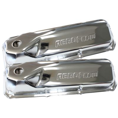 AeroFlow=Chrome Steel Valve Covers Suit Ford 302-351 Cleveland With Aeroflow Logo