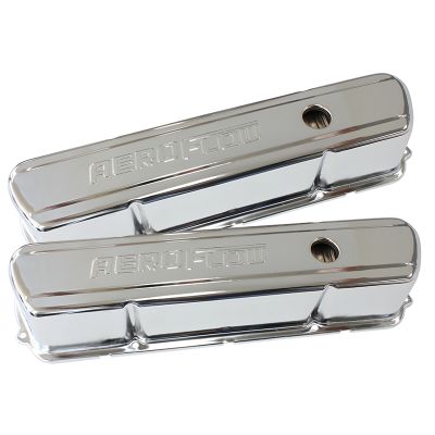 AeroFlow=Chrome Steel Valve Covers Suit Holden 253-308 With Aeroflow Logo