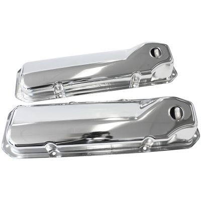 AeroFlow=Chrome Steel Valve Covers Suit SB Ford 302-351 Cleveland Without Logo