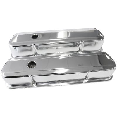 AeroFlow=Chrome Steel Valve Covers Suit Holden 253-308 Without Aeroflow Logo