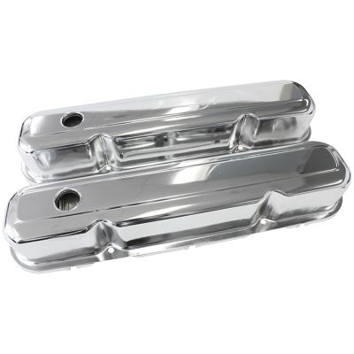 AeroFlow=Chrome Steel Valve Covers Suit SB Chrysler 318-340-360
