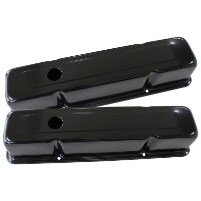 AeroFlow=Black Steel Valve Covers Suit SB Chev Without Aeroflow Logo Tall