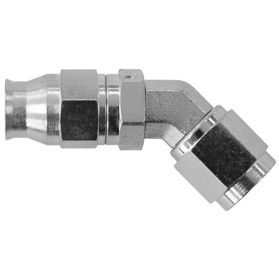 AeroFlow=Zinc Coated Steel 45° Hose End -6AN to -6AN Suit 200 Series PTFE