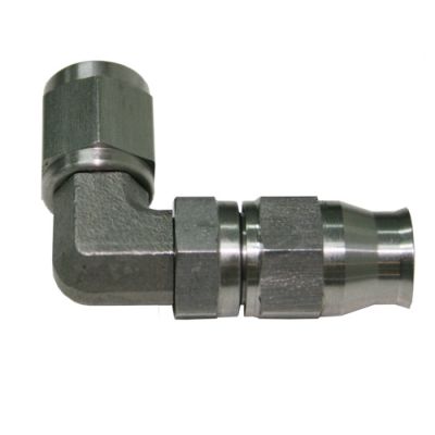 AeroFlow=90° Stainless Steel Hose End -3AN -3AN to -3 PTFE Hose