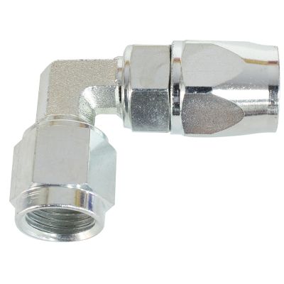 AeroFlow=Zinc Coated Steel 90° Hose End -6AN to -6AN Suit 200 Series PTFE