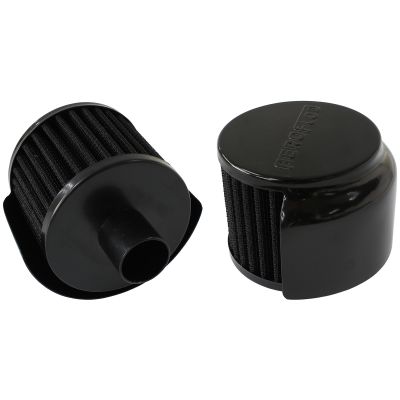 AEROFLOW=Black Push In Breather With Black Shield 3"