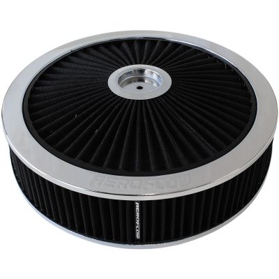 AEROFLOW=14" x 5" Full Flow Air Filter Assembly, Chrome