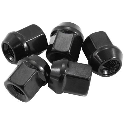 AeroFlow=Acorn Short Open Black Wheel Nuts - 1/2-20" Pack of 5 60 Degree Taper