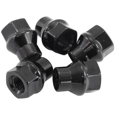 AeroFlow=Conical ET Style Open Black Wheel Nuts - 1/2-20" Pack of 5 60 Degree Taper