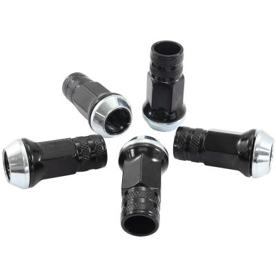 AeroFlow=Acorn Long Open Black Wheel Nuts - M12 x 1.25mm 60 Degree Taper