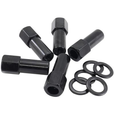AeroFlow=1.380" Shank Open Black Wheel Nuts - M14 x 1.50mm Washer Seat with Shank