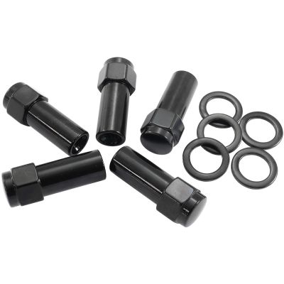 AeroFlow=1.380" Shank Closed Black Wheel Nuts - 7/16-20" Pack of 5 Washer Seat