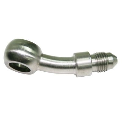 AeroFlow=Stainless Steel 20° Banjo to AN Fitting 11.2mm (7/16") Banjo to -3AN Teflon Hose