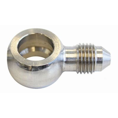AeroFlow=Stainless Steel Short Banjo to Male AN -4AN 14mm (9/16") to -4AN Male
