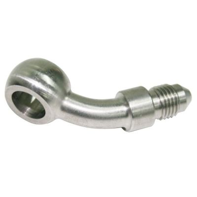 AeroFlow=Stainless Steel 45° Banjo to AN Fitting 11.2mm (7/16") Banjo to -4AN Male