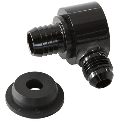 AeroFlow=Universal Billet Brake Booster Valve with -6AN Black Finish.