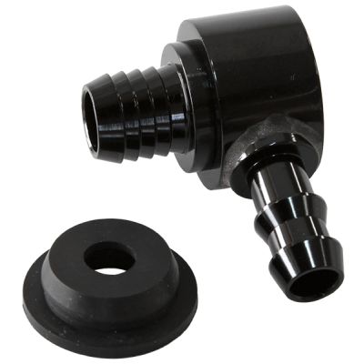 AeroFlow=Universal Billet Brake Booster Valve with 3/8" Barb Black Finish.