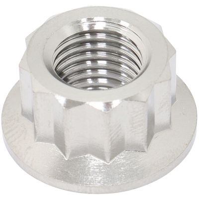 AeroFlow=M10 x 1.25mm Titanium 12 Point Nut Natural Finish Sold Single