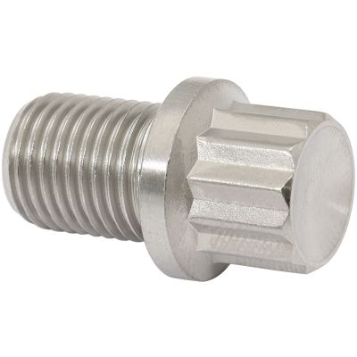 AeroFlow=M12 x 1.25mm UHL 15mm Titanium Bolt 12 Point Head Natural Finish