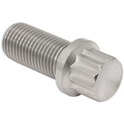 AeroFlow=M12 x 1.25mm UHL 25mm Titanium Bolt 12 Point Head Natural Finish