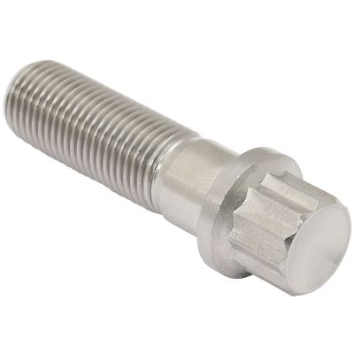 AeroFlow= M12 x 1.25mm UHL 40mm Titanium Bolt 12 Point Head Natural Finish