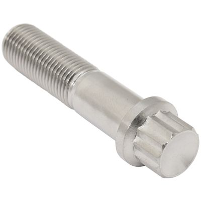 AeroFlow=M12 x 1.25mm UHL 50mm Titanium Bolt 12 Point Head Natural Finish