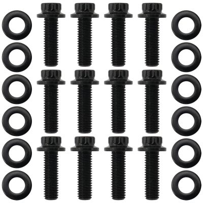 AeroFlow=GM LS Header Bolts M8 x 1.25mm 0.984" (25mm) UHL - Black Finish 12 Point